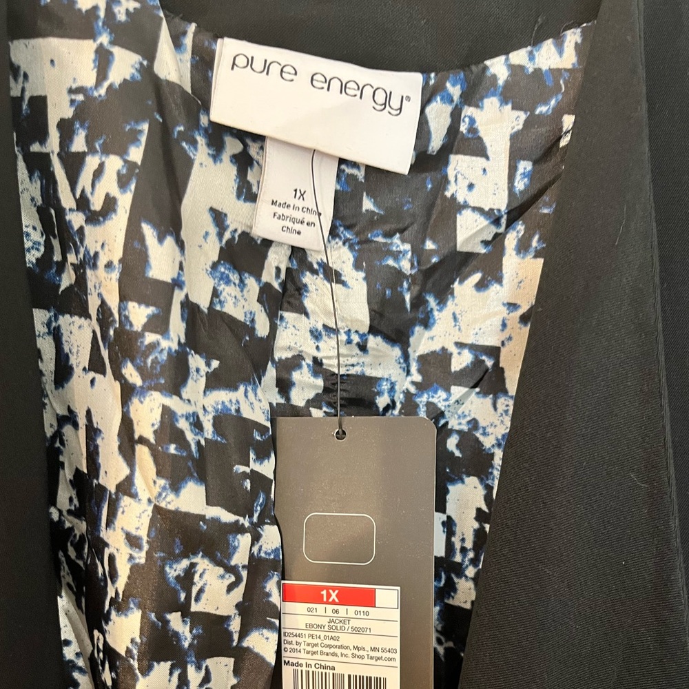 Black collarless blazer, new with tags